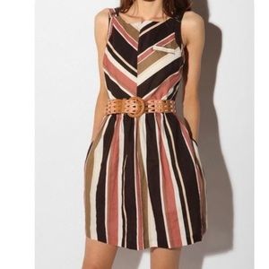 UO 🌷 Urban Outfitters 70’s Cooperative Backless Linen Striped Pinafore Dress